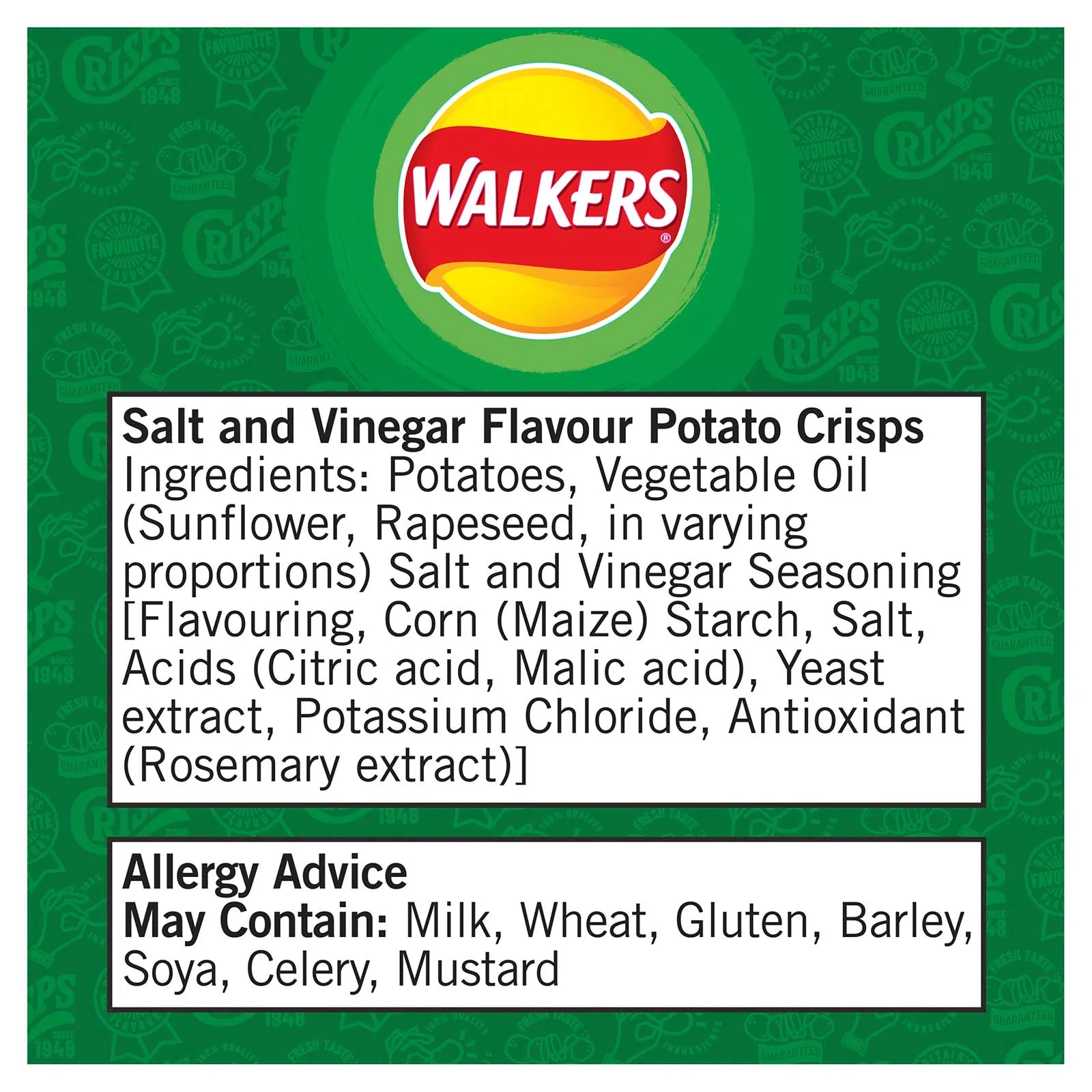 32 x Walkers Crisps Salt & Vinegar Sharing Pack 45g Best Before Date