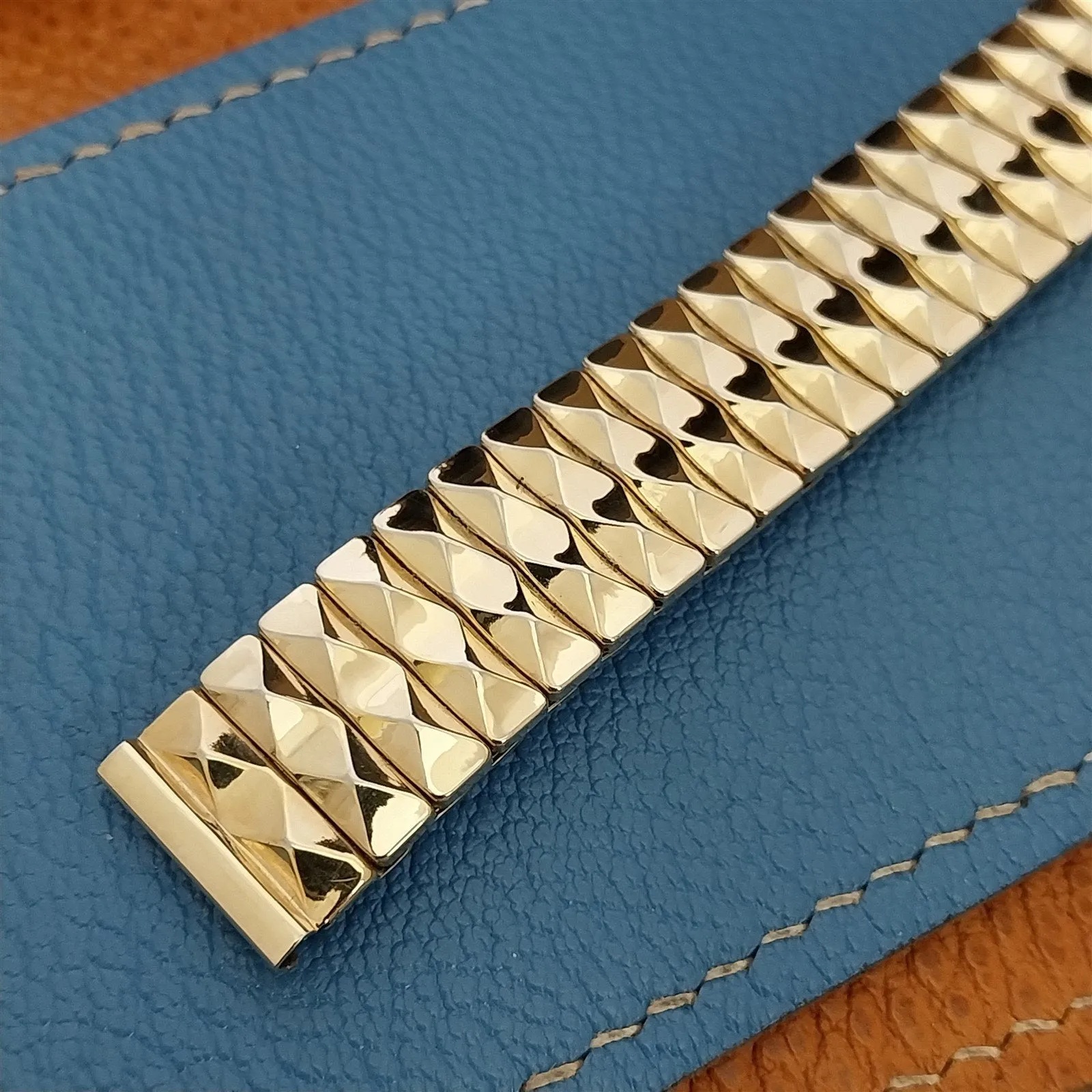 5/8" Gold-Filled Expansion Flex-Let Facet-Cut Unused 1950s Vintage Watch Band