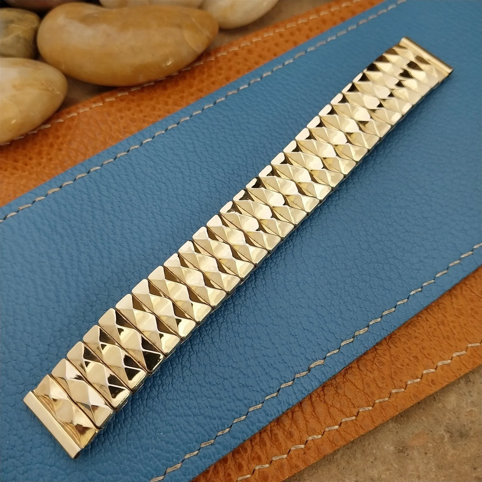 5/8" Gold-Filled Expansion Flex-Let Facet-Cut Unused 1950s Vintage Watch Band