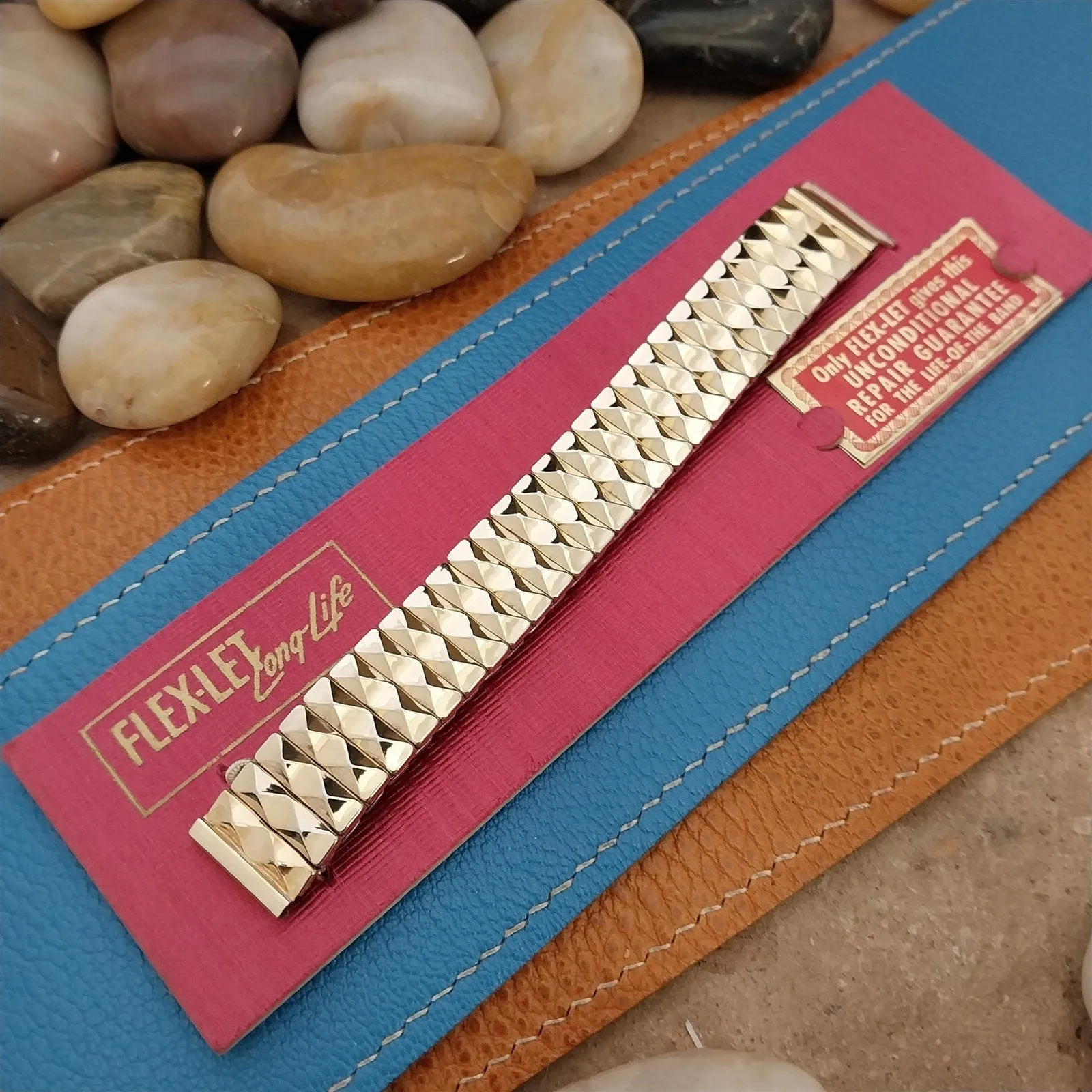 5/8" Gold-Filled Expansion Flex-Let Facet-Cut Unused 1950s Vintage Watch Band