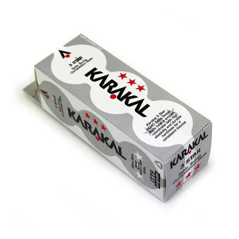 Karakal Table Tennis Balls 3 Star White x 3