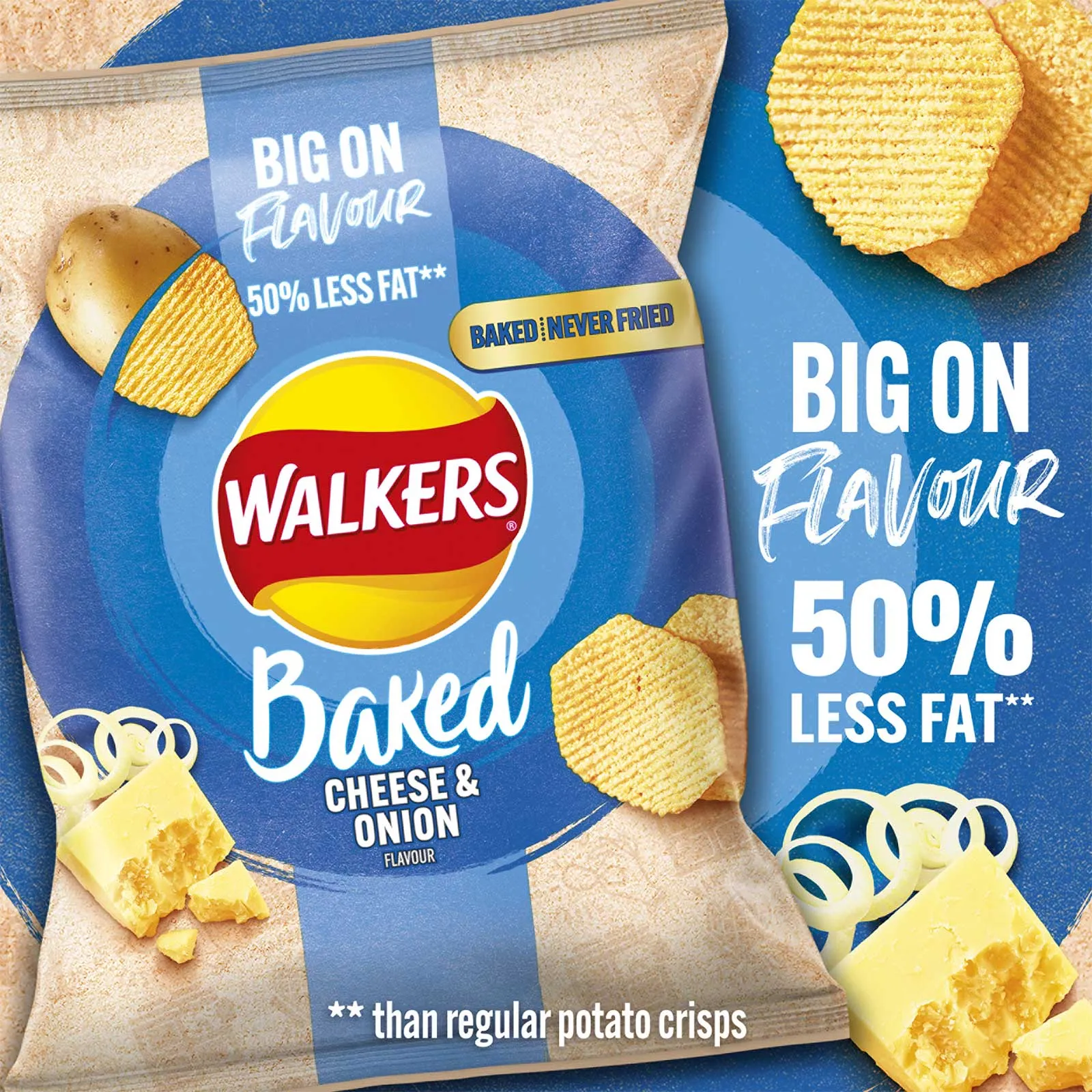 Walkers Baked Crisps Cheese & Onion Snack Sharing Lunch 32 x 37.5g Best Before Date