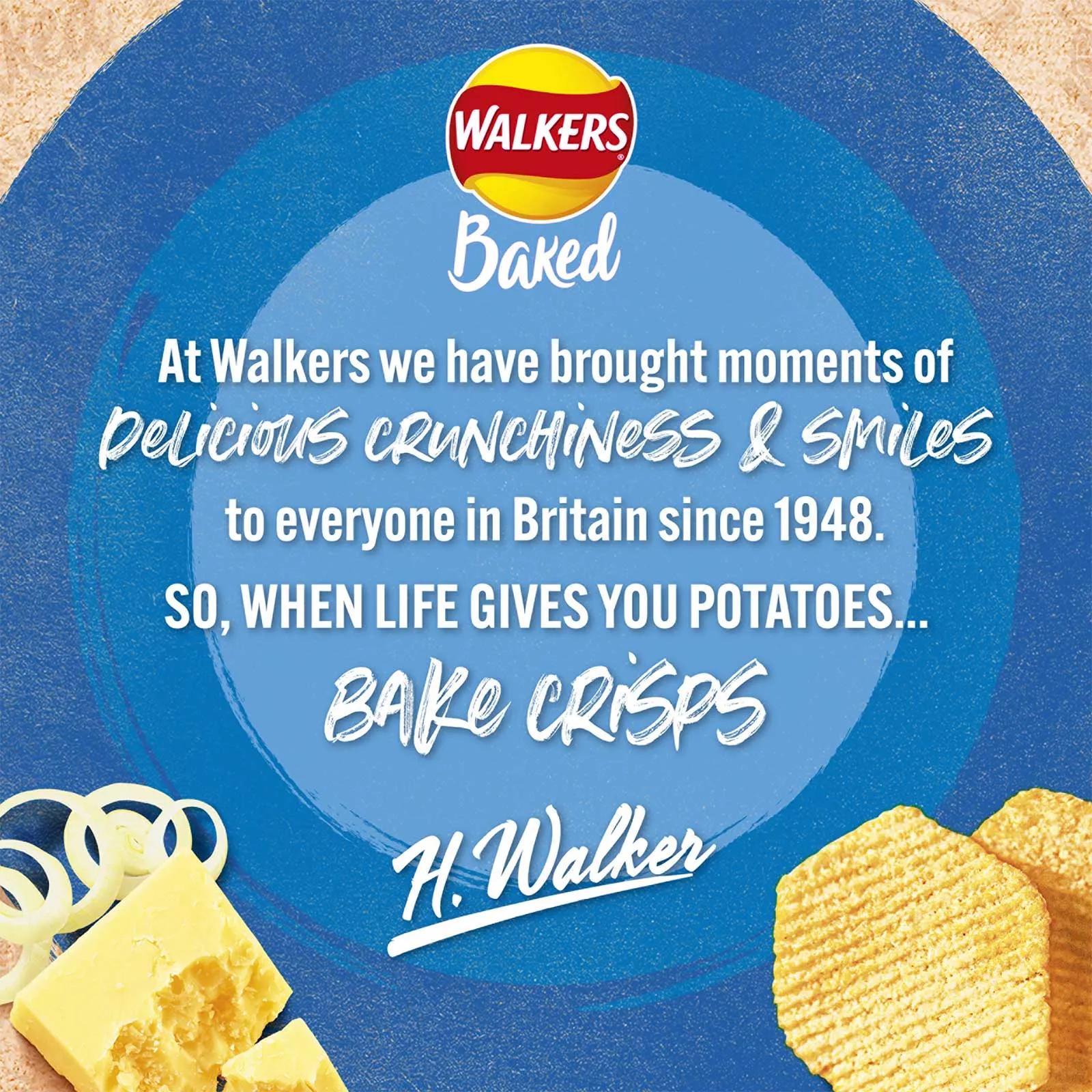 Walkers Baked Crisps Cheese & Onion Snack Sharing Lunch 32 x 37.5g Best Before Date